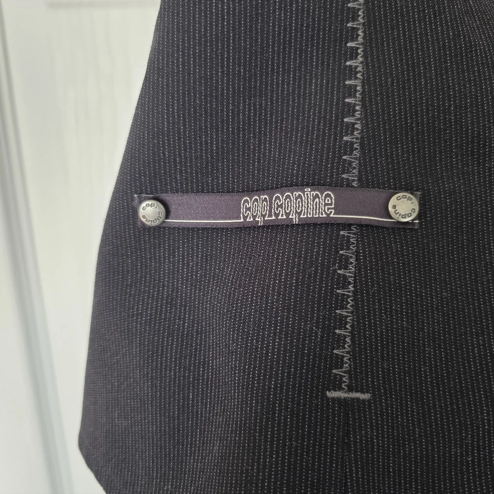 Womens Cop. Copine Vest Shirt Size 42  Futuristic Avant Garde Black, Gray Pinstr - Picture 6 of 12